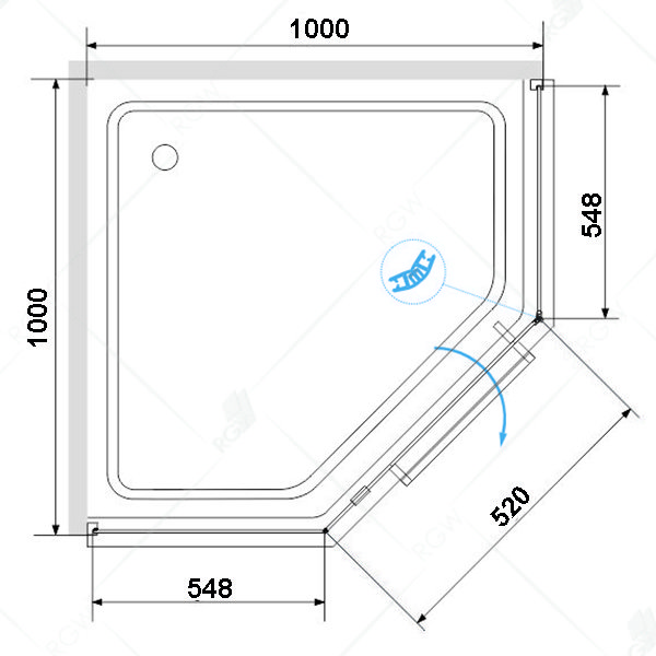 Душевой уголок RGW Hotel HO-084B 100x100, стекло прозрачное, профиль черный, с полотенцедержателем - фото 1