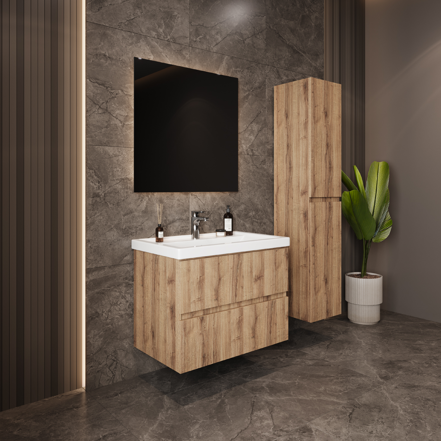 Мебель для ванной Оника Дарон 80, цвет дуб крафт золотой - фото 1