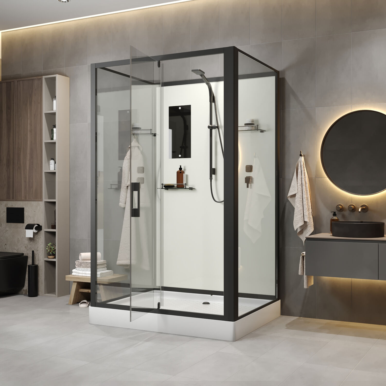 Душевая кабина Niagara Standart ST120/90/15Q/BL/BK 120х90, стекло прозрачное, профиль черный матовый, без крыши