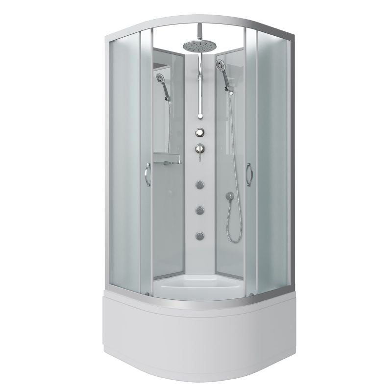 Душевая кабина Niagara Classic NG-2309-14BKTG 100x100, стекло матовое, профиль серебро, без крыши, с гидромассажем - фото 1