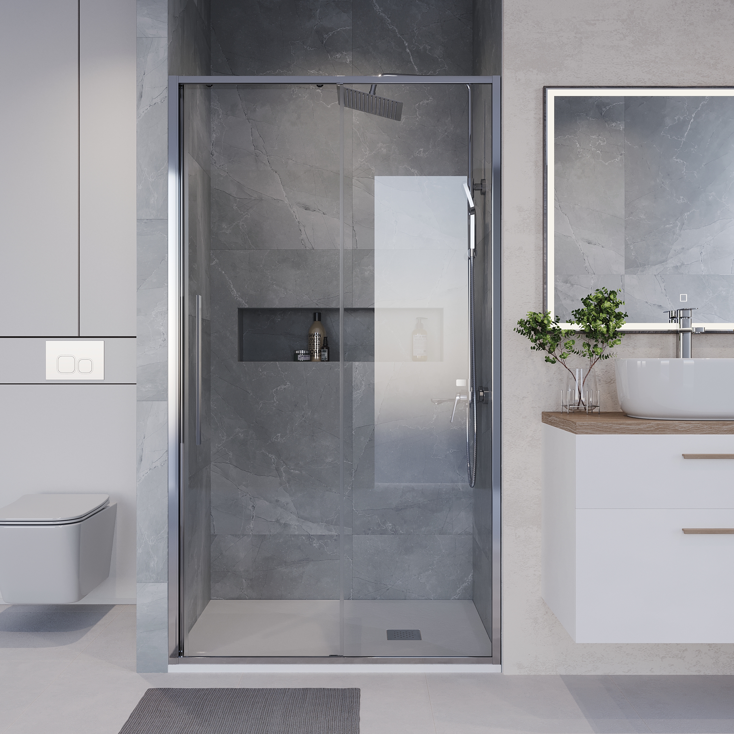 Душевая дверь Niagara Nova NG-64-13A 130x195, стекло прозрачное, профиль хром
