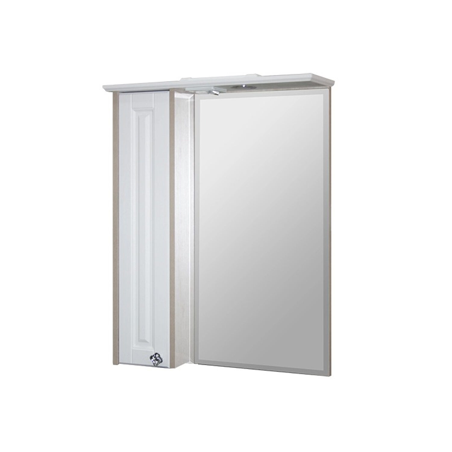 Шкаф-зеркало Mixline Версаль 55, левый, с подсветкой, цвет белое дерево