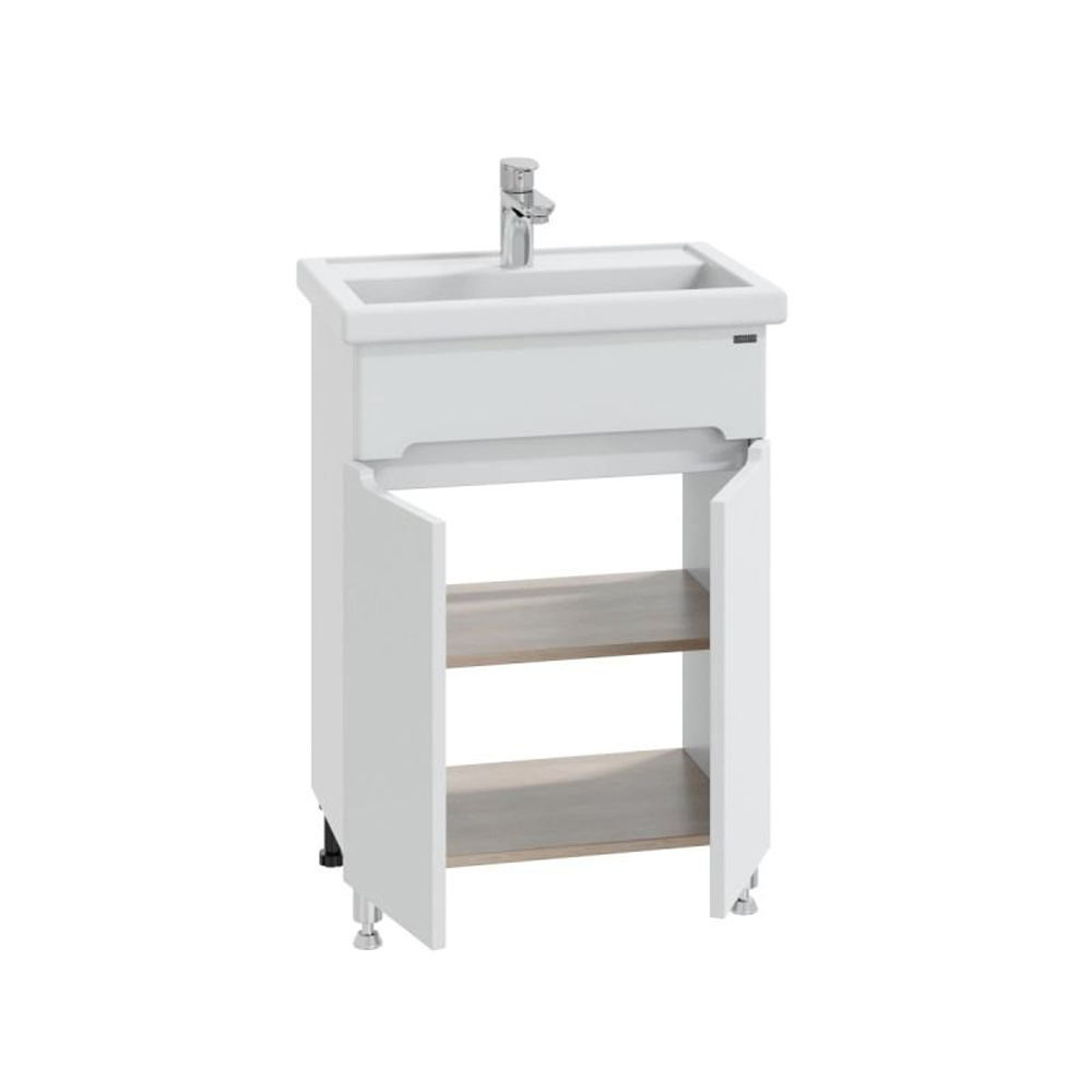Тумба под раковину Санта Лондон 60 напольная, с дверцами, цвет белый - фото 1