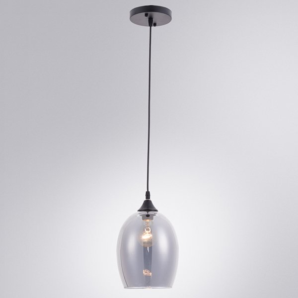 Подвесной светильник Arte Lamp Propus A4344SP-1BK, арматура черная, плафон стекло дымчатое, 17х17 см