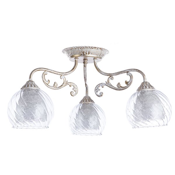 Потолочная люстра Arte Lamp Charlotte A7062PL-3WG, арматура белая / золото, плафоны стекло прозрачное, 53х53 см