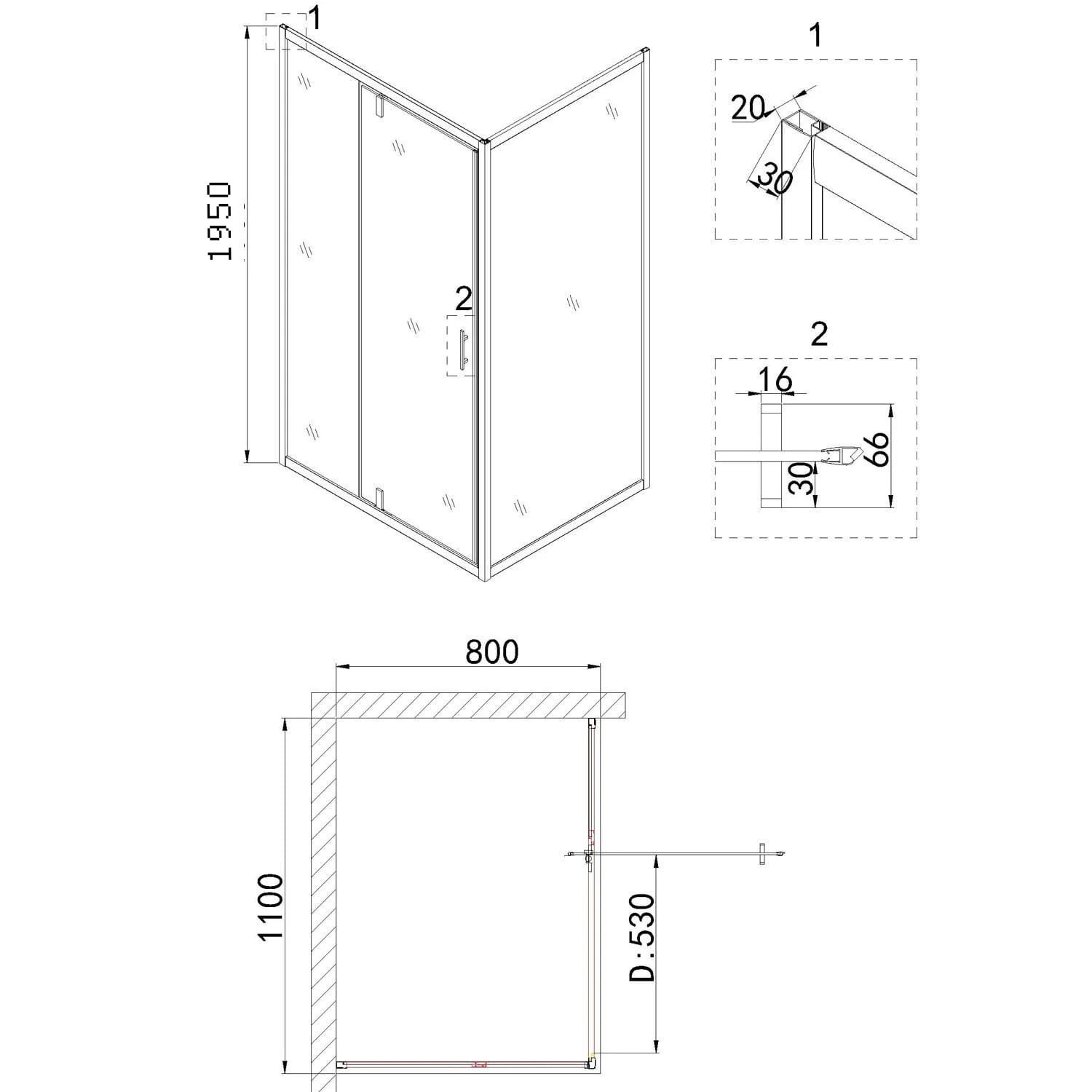 Душевой уголок Niagara Nova NG-43-11AG-A80G 110x80, стекло прозрачное, профиль холодное золото - фото 1