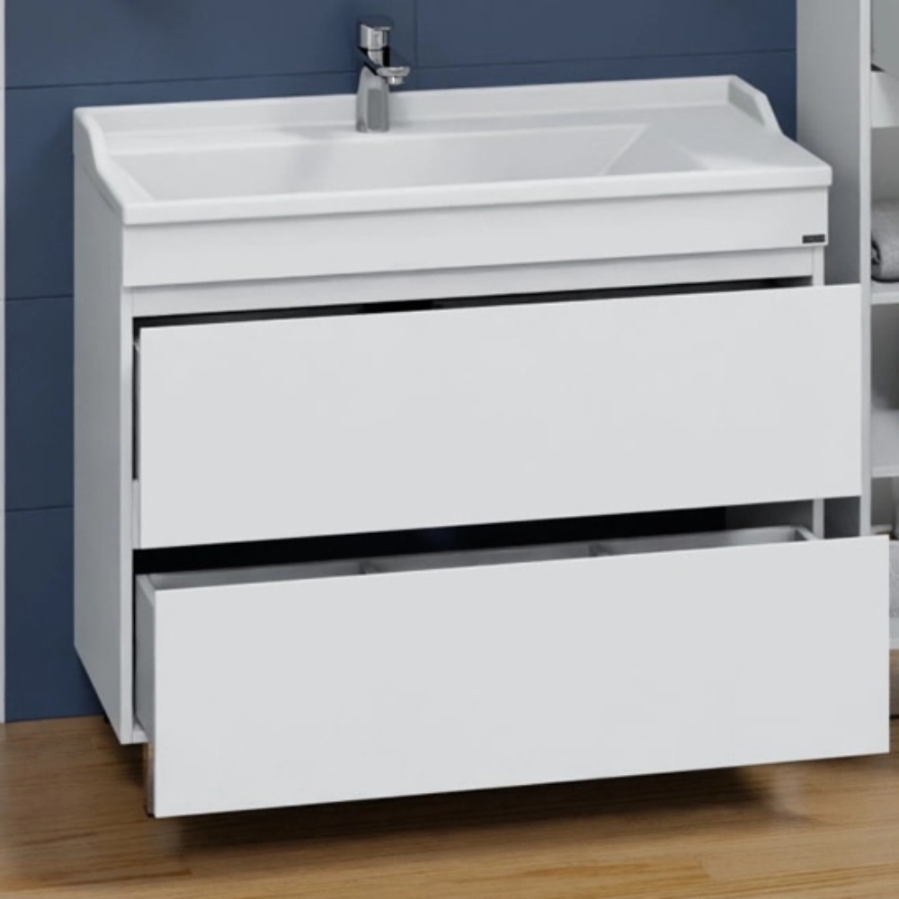 Тумба под раковину Санта Марс 100 напольная, с 2 ящиками, цвет белый - фото 1
