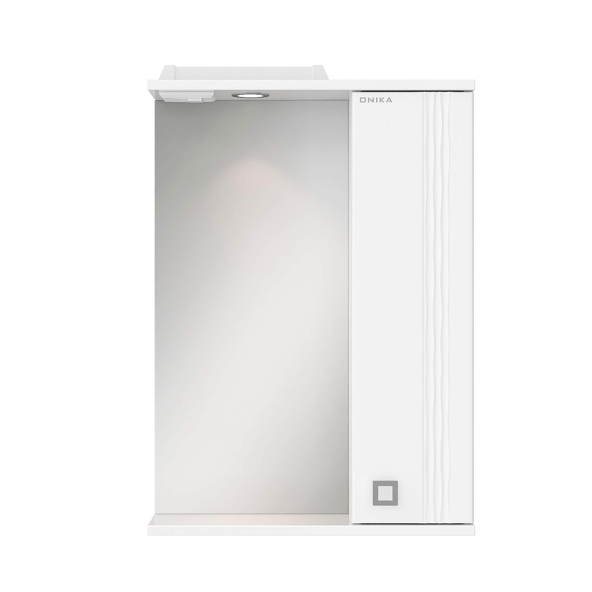 Шкаф-зеркало Оника Лига 52, правый, с подсветкой, цвет белый - фото 1