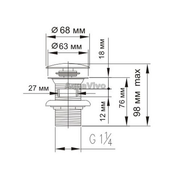 Донный клапан WasserKRAFT A024 для раковины, Push-Up