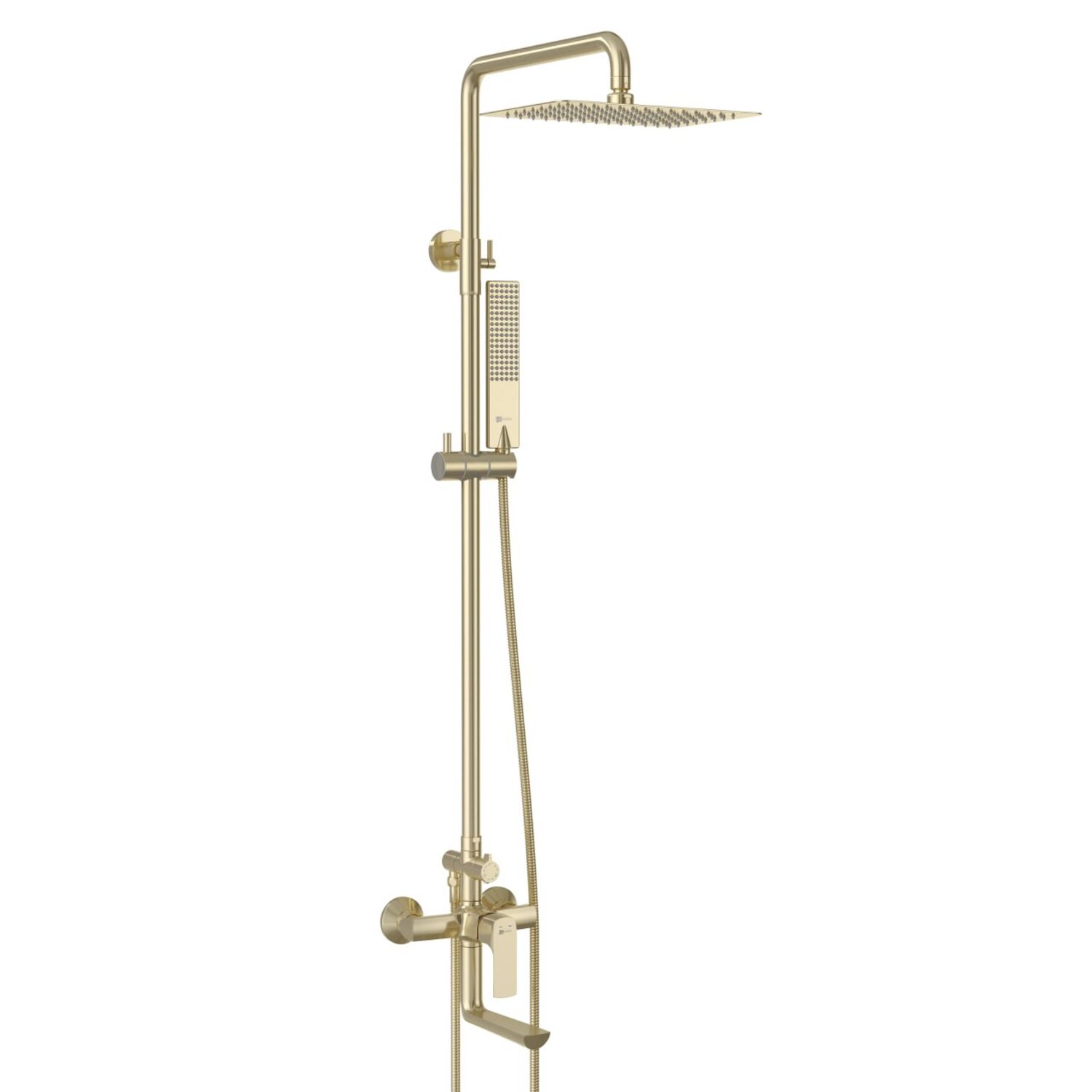 Душевая стойка Lemark Ursus LM7262BG, с верхним душем, смесителем, цвет золотой