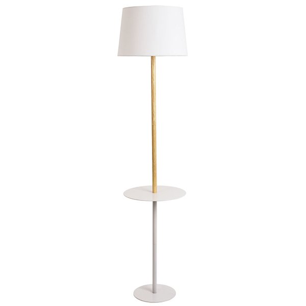 Торшер Arte Lamp Connor A2102PN-1WH, арматура белая / бежевая, плафон ткань белая, 38х38 см