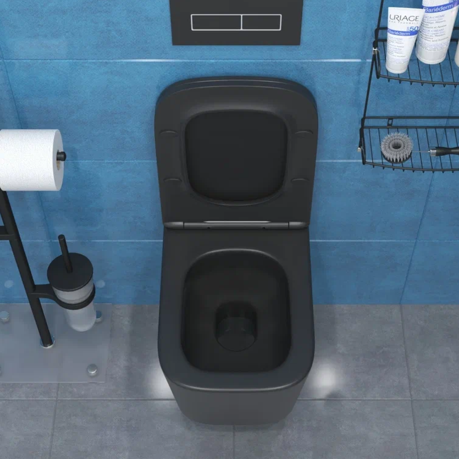 Унитаз Joki Verna T JK0711055MB подвесной, безободковый, смыв Торнадо, с сиденьем микролифт, цвет черный матовый