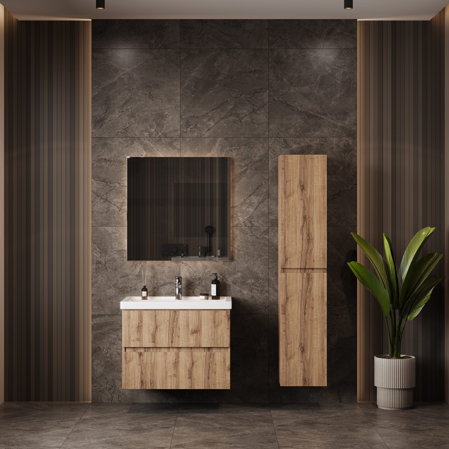 Мебель для ванной Оника Дарон 60, цвет дуб крафт золотой