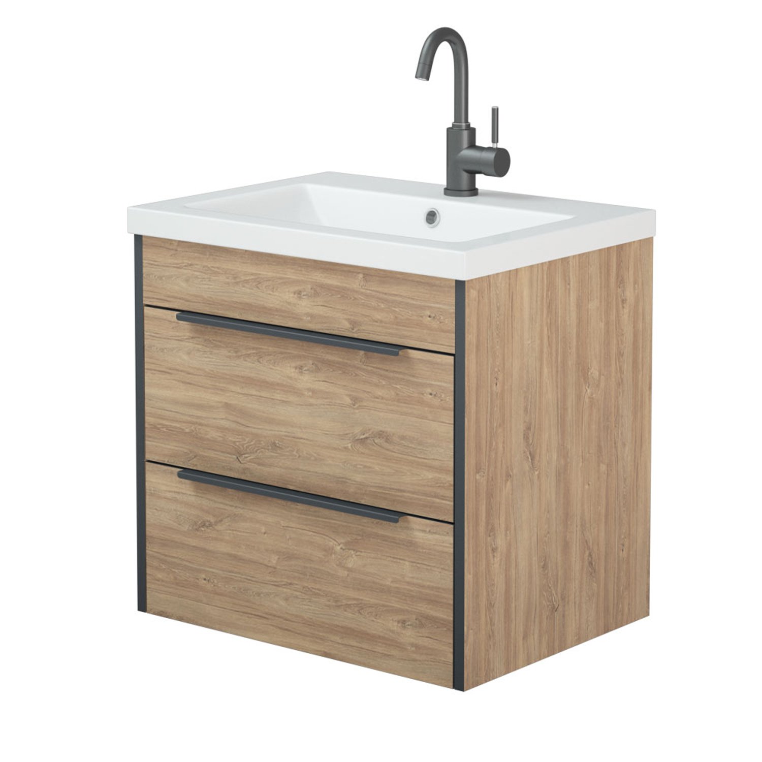 Тумба под раковину Corozo Форест 60 Z2, подвесная/напольная, цвет дуб канзас коричневый - фото 1