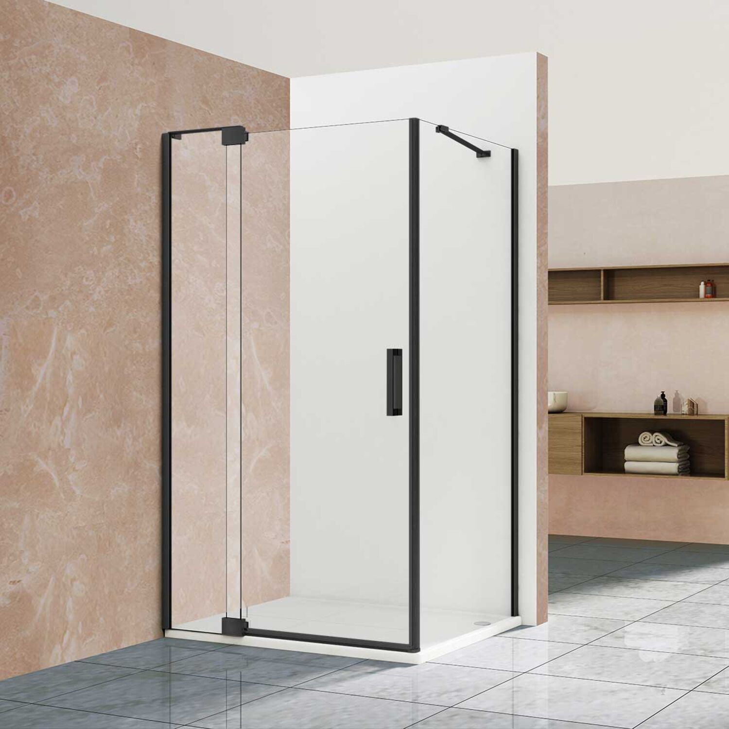 Душевой уголок Vincea Extra VSR-1E 100/110x90, стекло прозрачное, профиль черный