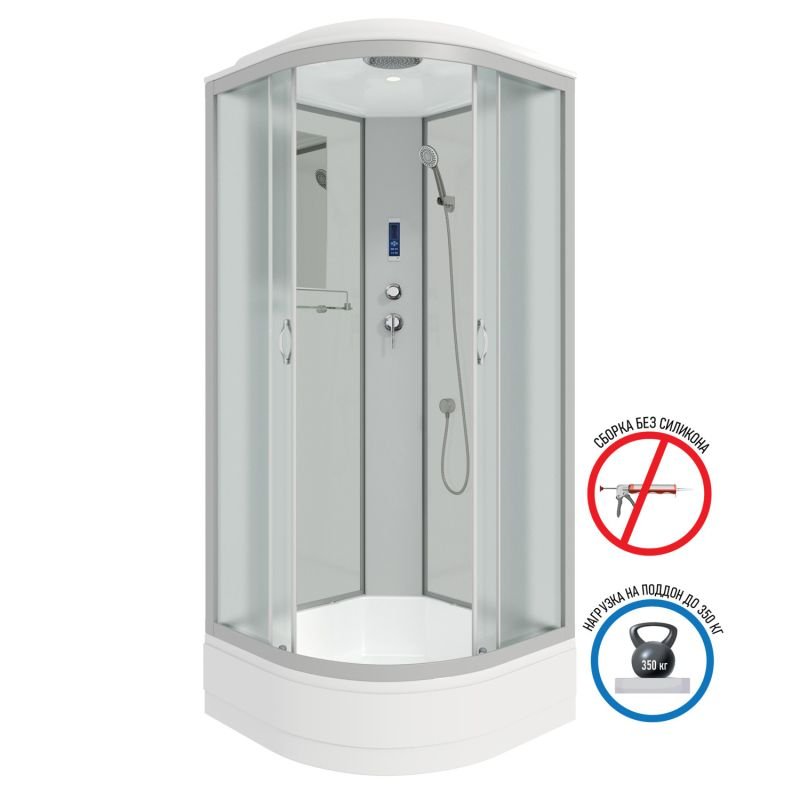 Душевая кабина Niagara Classic NG-3302-14P 100x100, стекло матовое, профиль серебро, с крышей, с пультом управления - фото 1