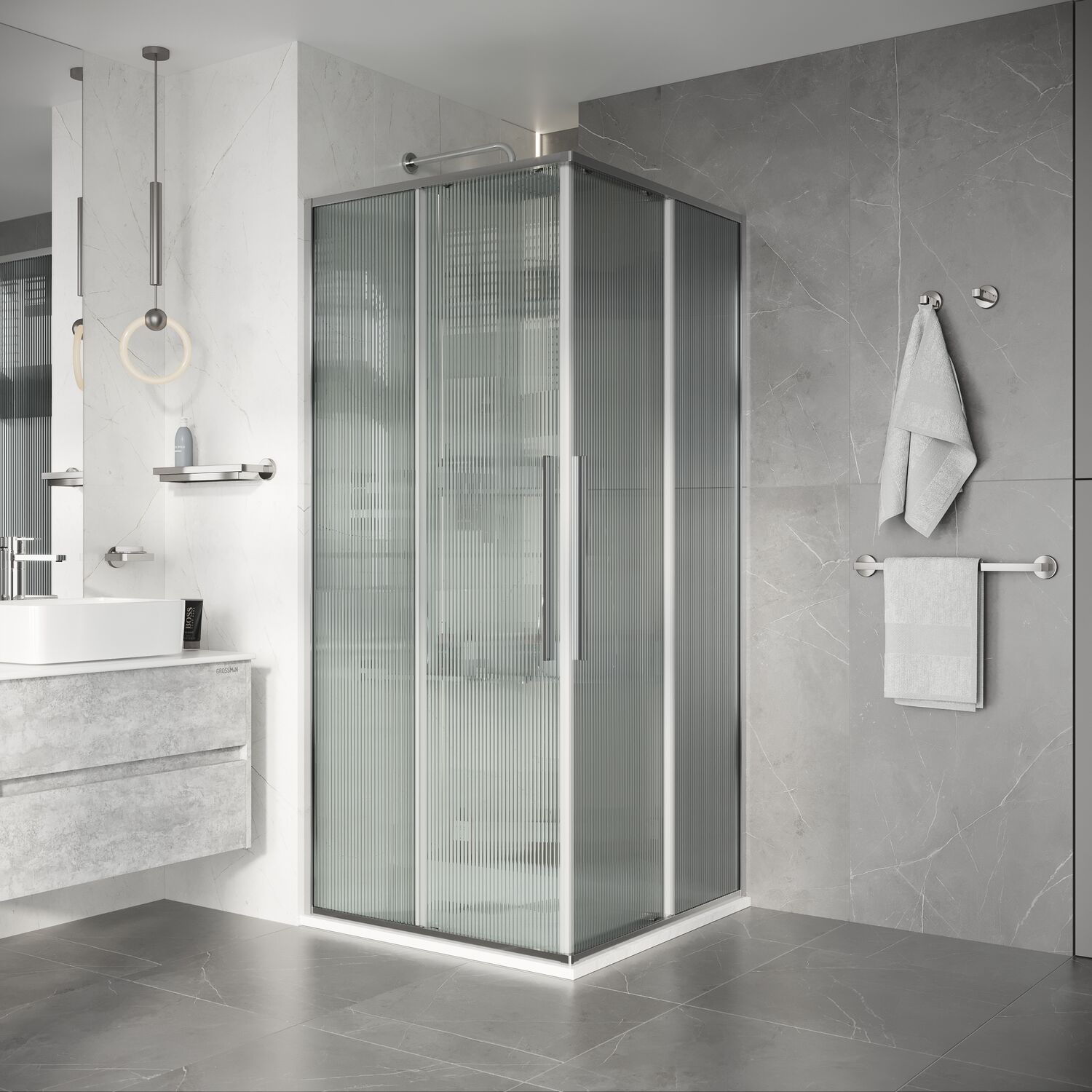 Душевой уголок Niagara Nova NG-4622-34 80х80, стекло рифленое, профиль хром