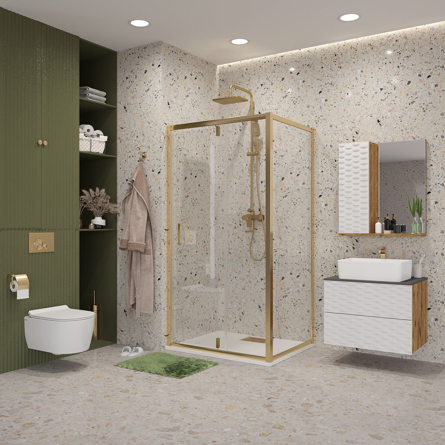 Душевой уголок Niagara Nova NG-43-9AG-A70G 90x70, стекло прозрачное, профиль холодное золото