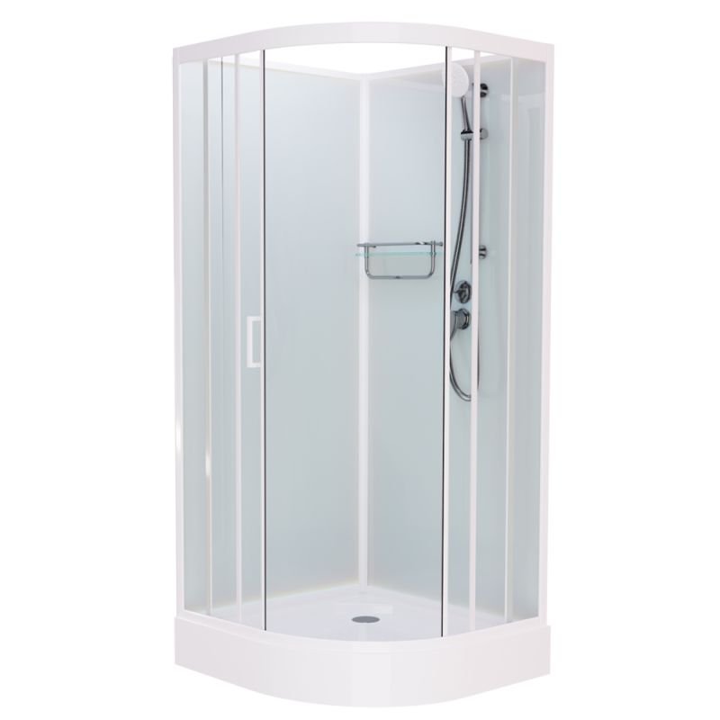 Душевая кабина Frank F410 М White 110x110, с полотенцедержателем, стекло матовое, профиль белый, без крыши - фото 1