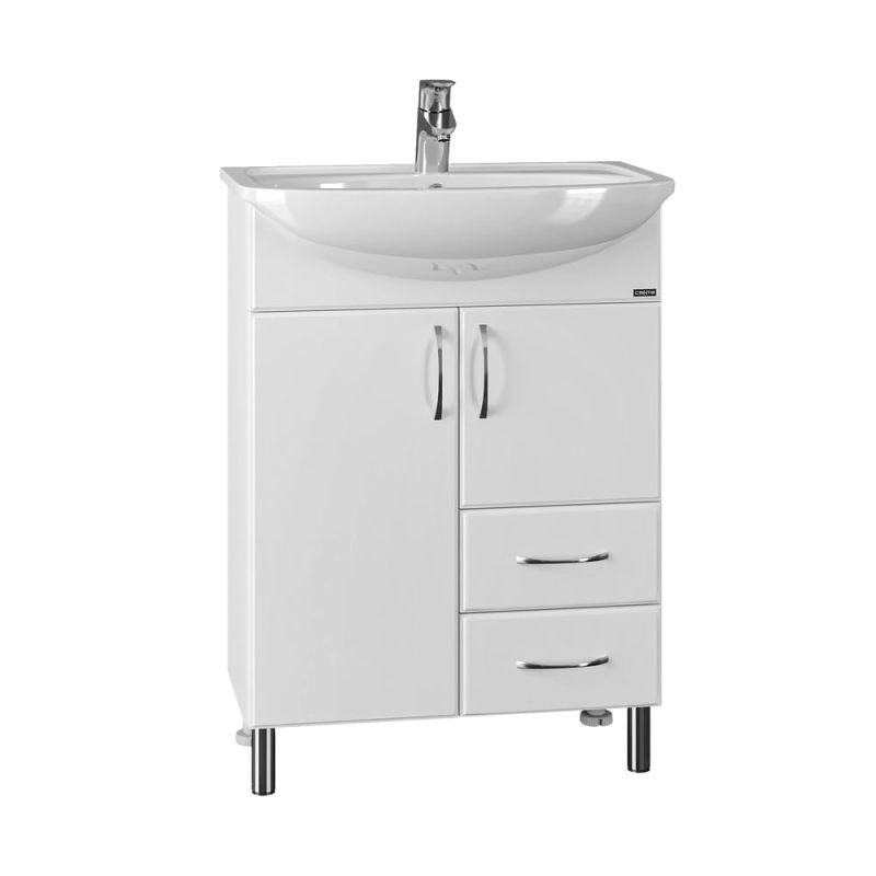 Тумба под раковину Санта Сити 60 напольная, с ящиками, цвет белый - фото 1