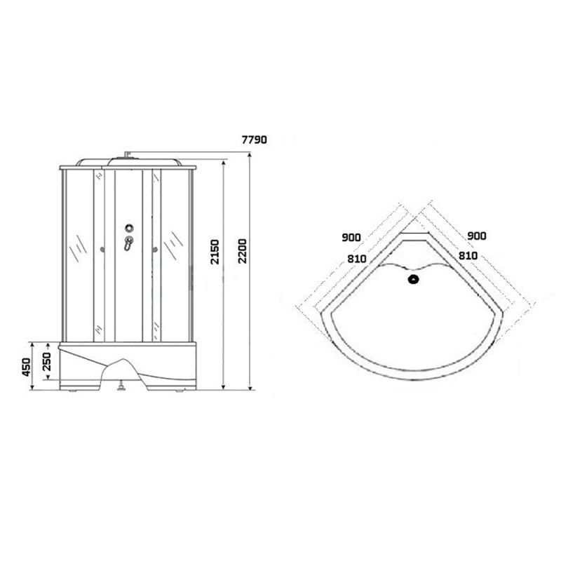 Душевая кабина Niagara Luxe NG-7790W 90x90, стекло прозрачное, профиль серебро, с крышей, с гидромассажем, с пультом управления - фото 1