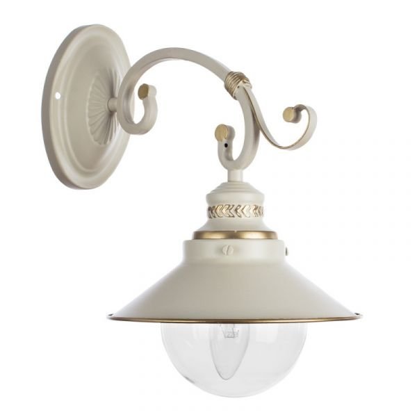 Бра Arte Lamp Grazioso A4577AP-1WG, арматура белая / золото, плафон стекло прозрачное, 17х28 см