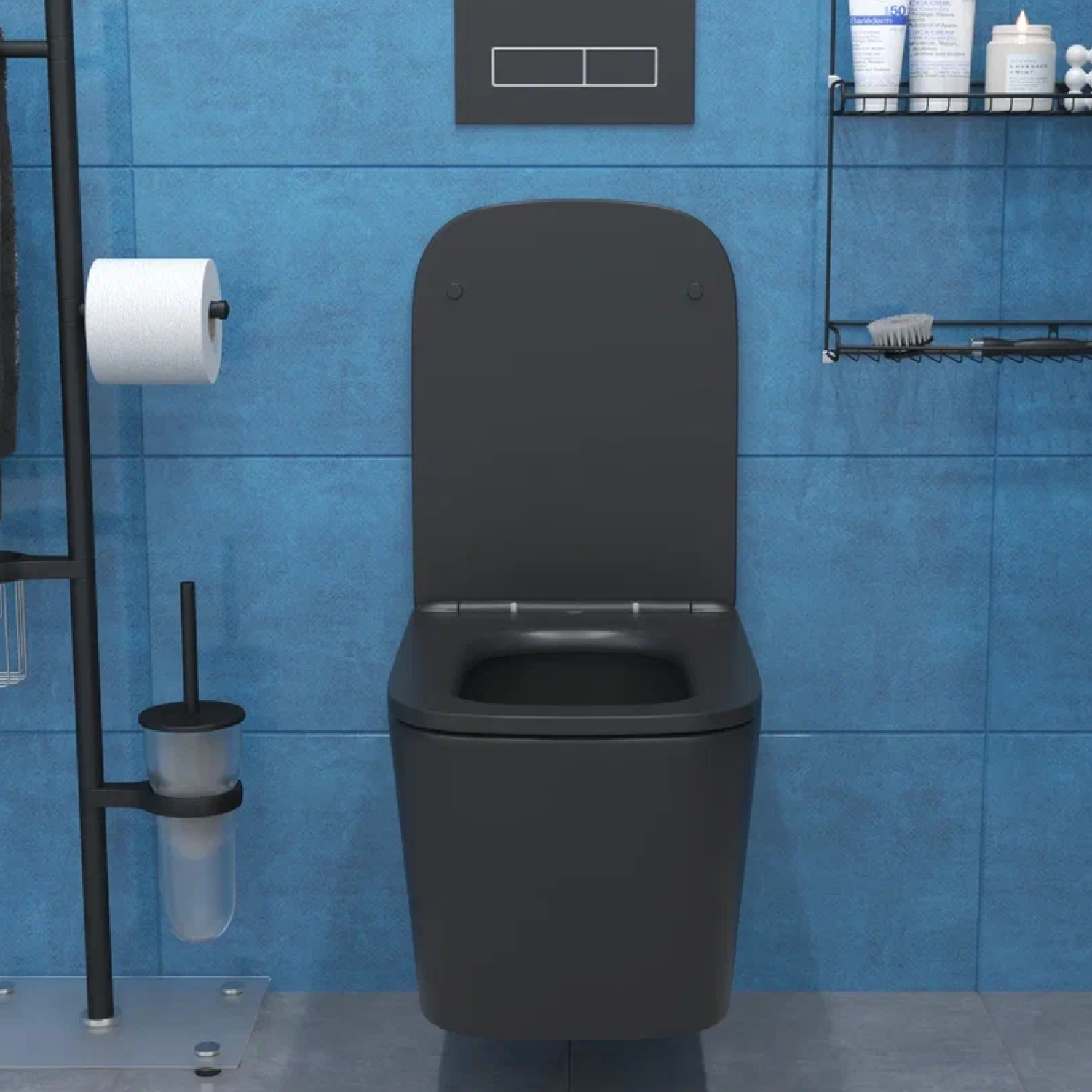 Унитаз Joki Verna T JK0711055MB подвесной, безободковый, смыв Торнадо, с сиденьем микролифт, цвет черный матовый