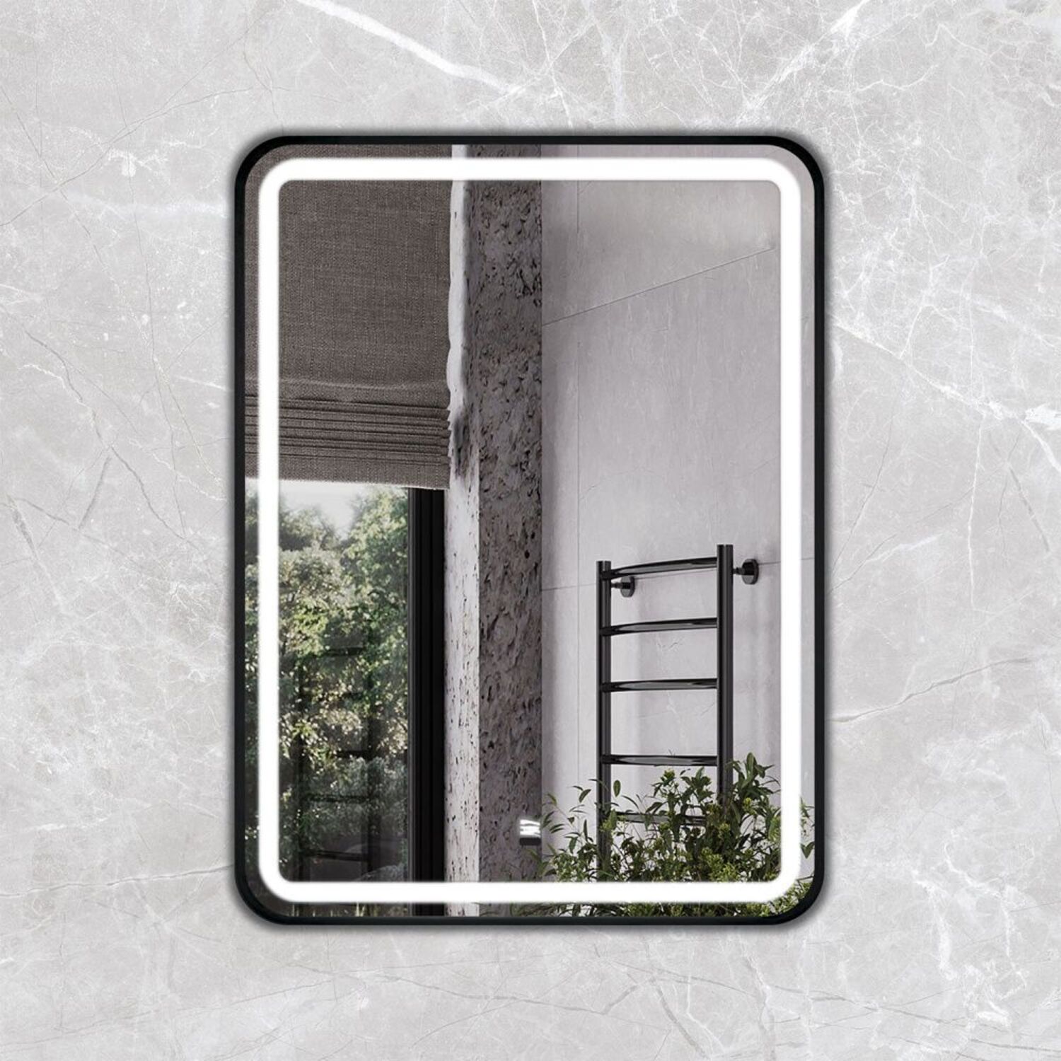 Зеркало Comforty Ситара 60, с подсветкой, цвет черный