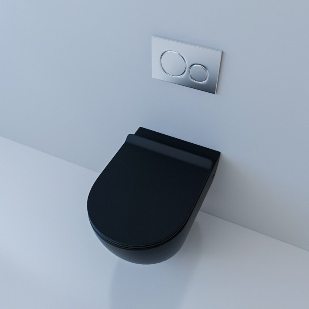 Унитаз Esbano Fortex Matt Black подвесной, безободковый, с сиденьем микролифт, цвет черный матовый - фото 1