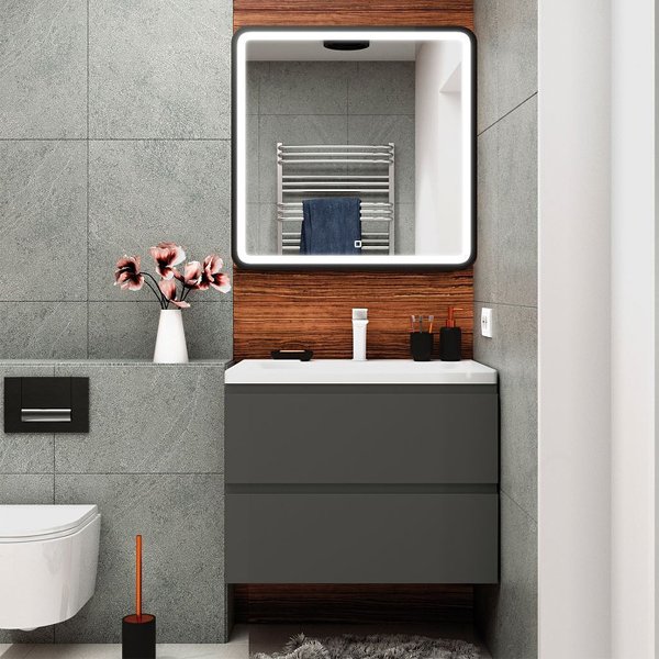 Мебель для ванной Art & Max Bianchi 75 подвесная, цвет серый матовый  - фото 1