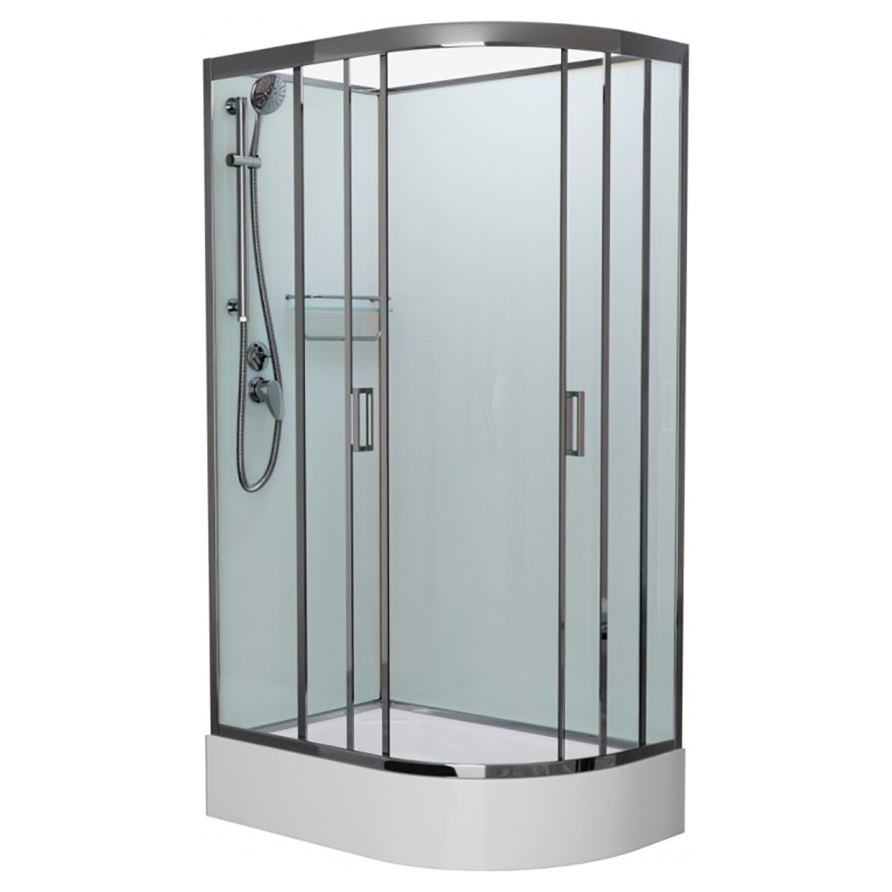 Душевая кабина Frank F412/1 L Brilliant 120x80, левая, с полотенцедержателем, стекло прозрачное, профиль хром, без крыши - фото 1