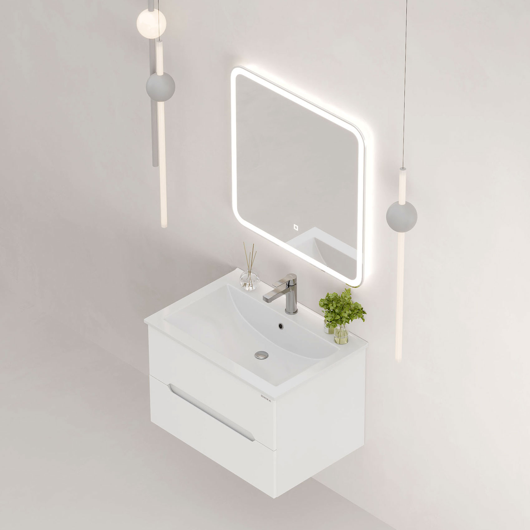 Мебель для ванной Оника Айленд 70, подвесная, цвет белый - фото 1