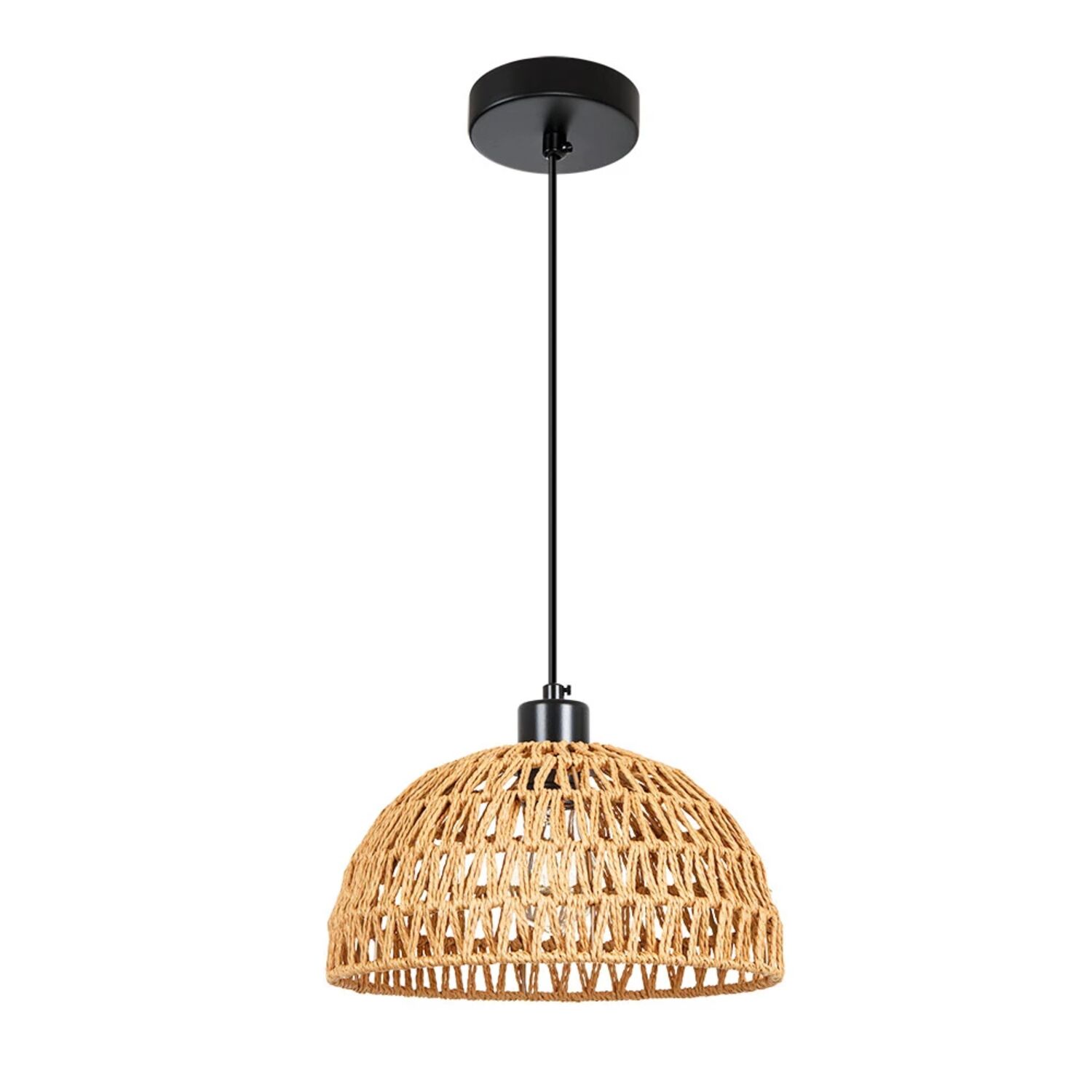 Подвесной светильник Arte Lamp Brushwood A7086SP-1BK, арматура черная, плафон пеньковая веревка коричневая