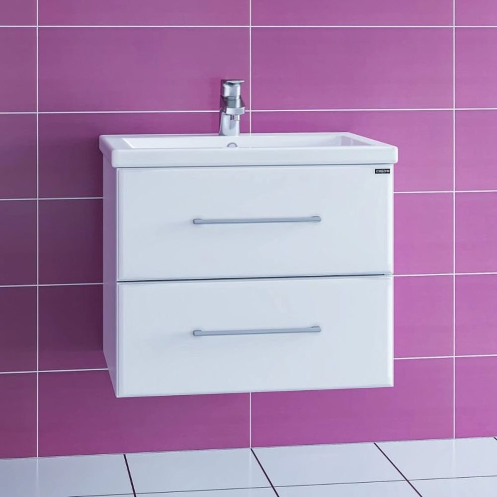 Тумба под раковину Санта Омега 60 подвесная, с ящиками, цвет белый