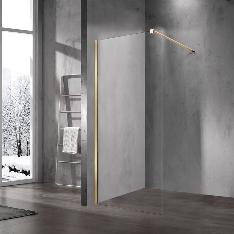 Душевая перегородка Vincea Walk in VSW-1H 90x200, стекло прозрачное, профиль золото матовое