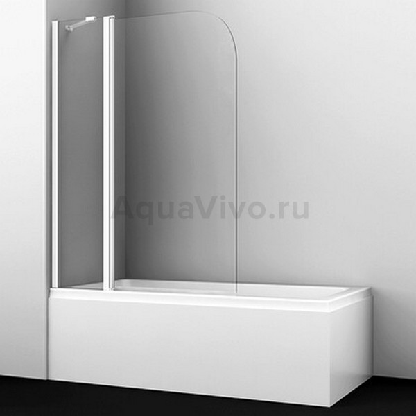 Шторка на ванну WasserKRAFT Leine 35P02-110W 110x140, с фиксатором, стекло прозрачное, профиль белый