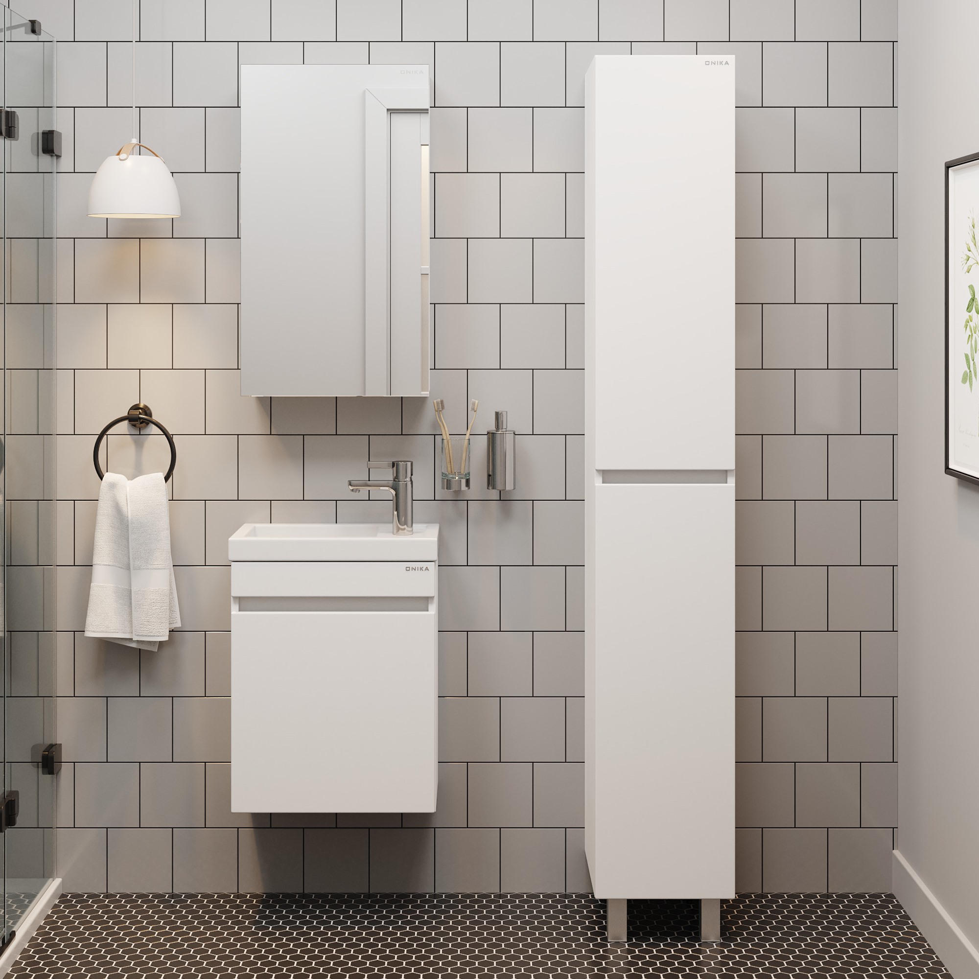 Мебель для ванной Оника Милтон 45, подвесная, цвет белый - фото 1