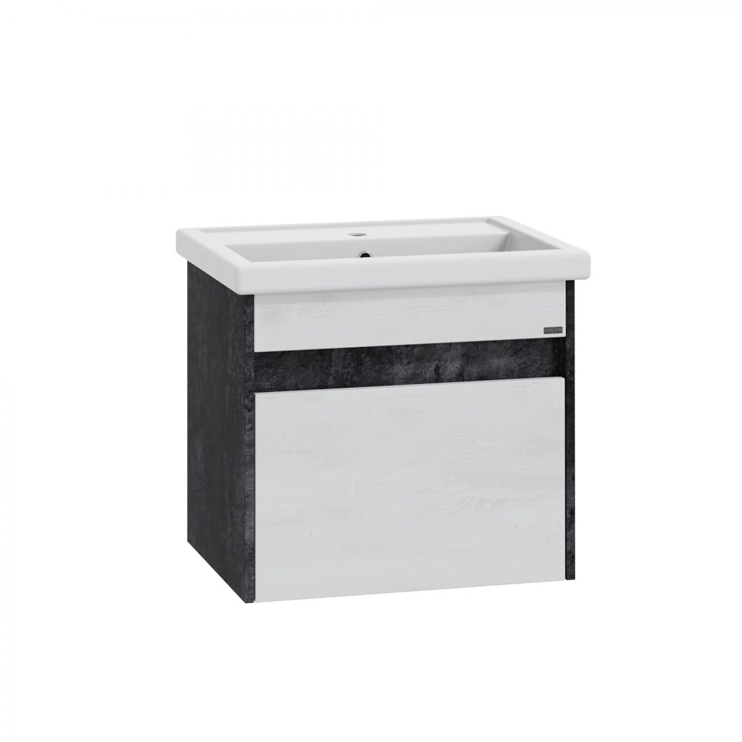 Тумба под раковину Санта Мира 60, цвет черное дерево / светлое дерево - фото 1