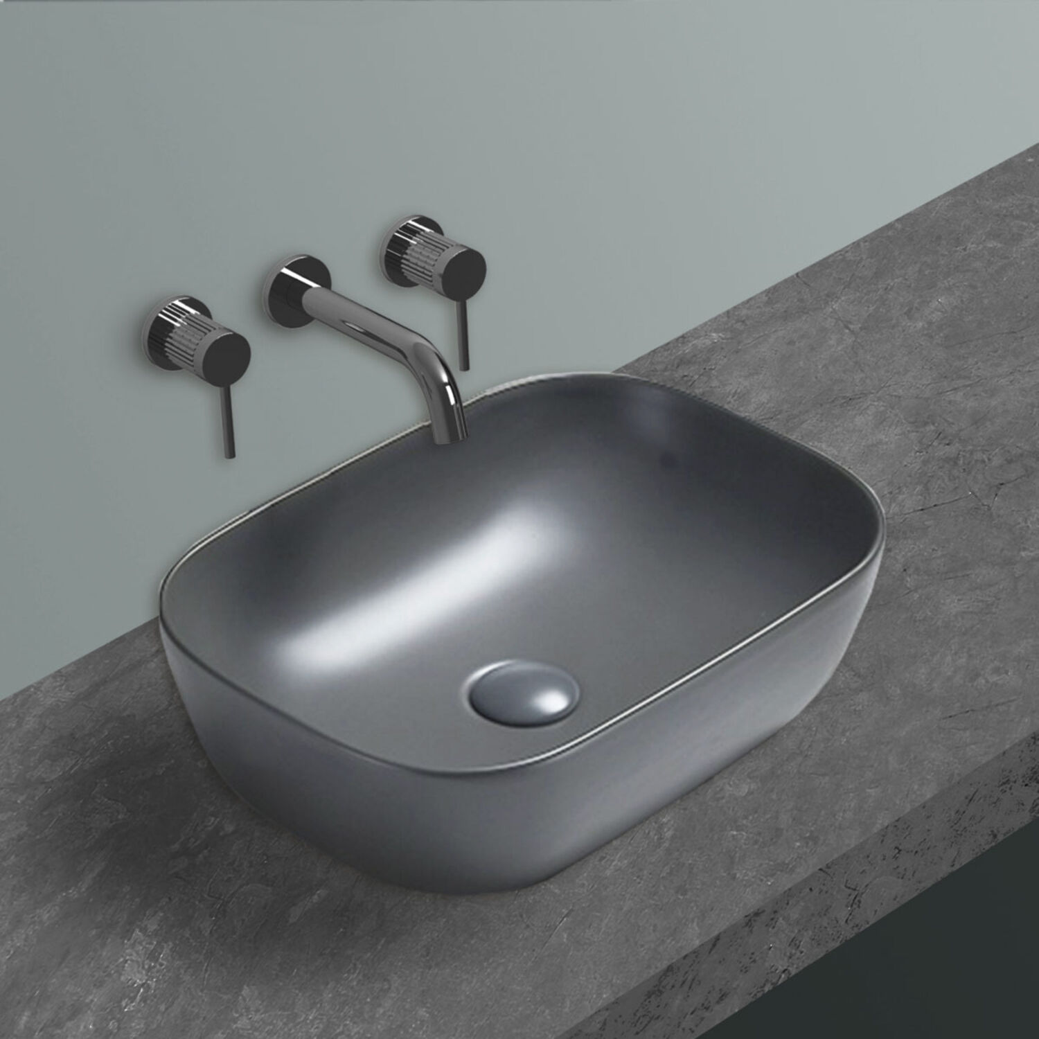 Раковина Vincea VBS-102MG, керамическая, 46x33 см, цвет серый матовый - фото 1