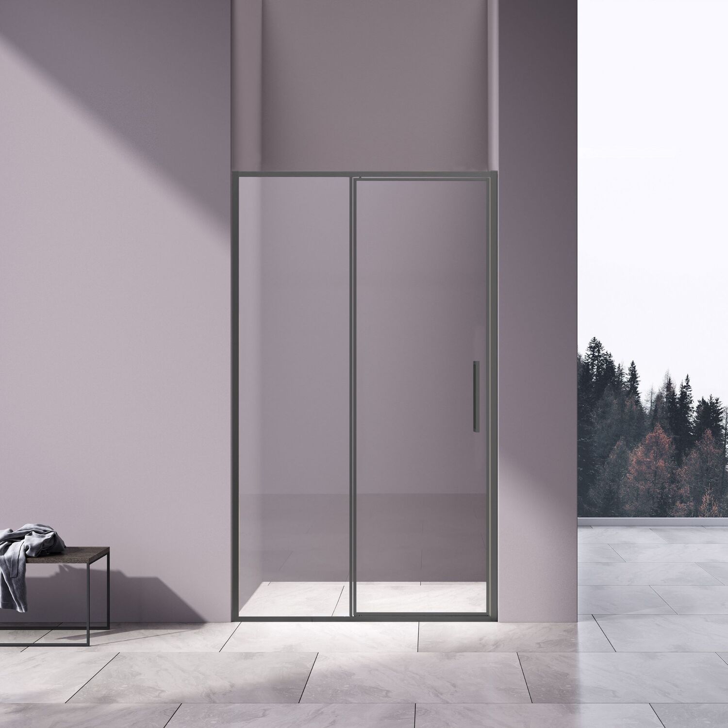 Душевая дверь Vincea Slim VDP-4SL 120x195, стекло прозрачное, профиль вороненая сталь