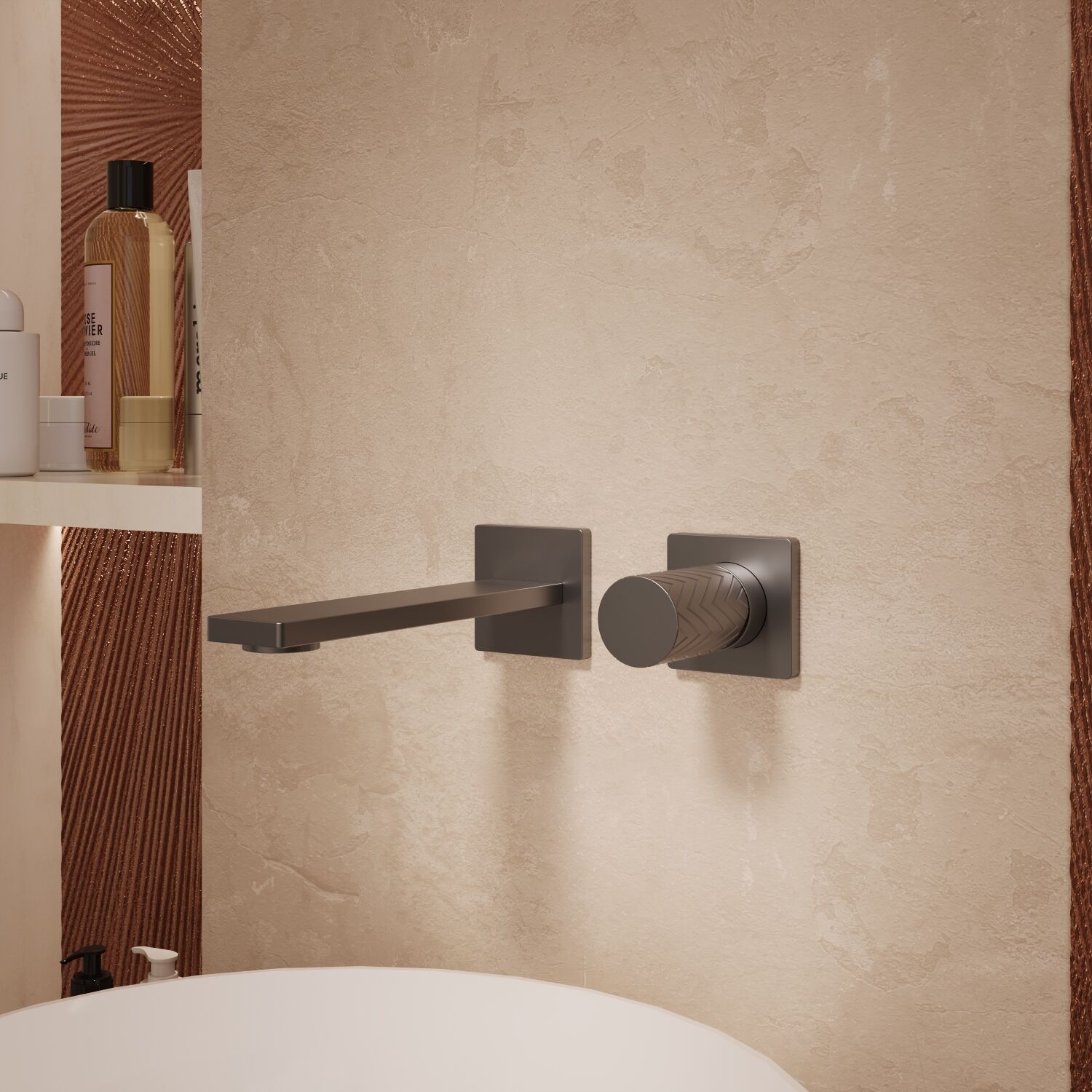 Смеситель Vincea Alto VBFW-6AL1GM для раковины, встраиваемый, цвет вороненая сталь - фото 1