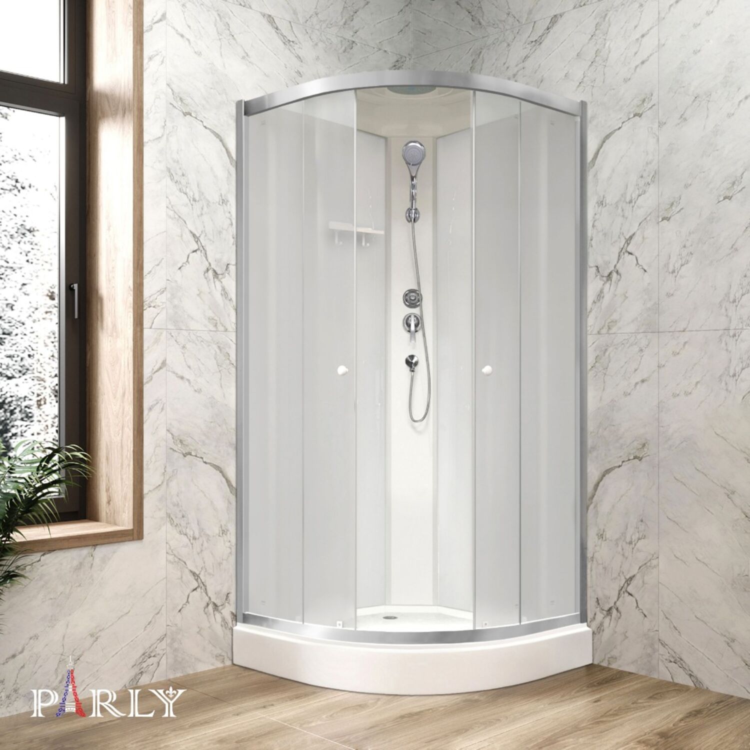 Душевая кабина Parly Bett 931 90х90, стекло матовое, профиль хром матовый, с крышей