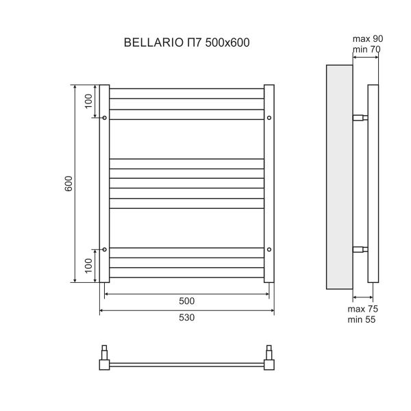 Полотенцесушитель Lemark Bellario П7 50x60 водяной, цвет черный - фото 1