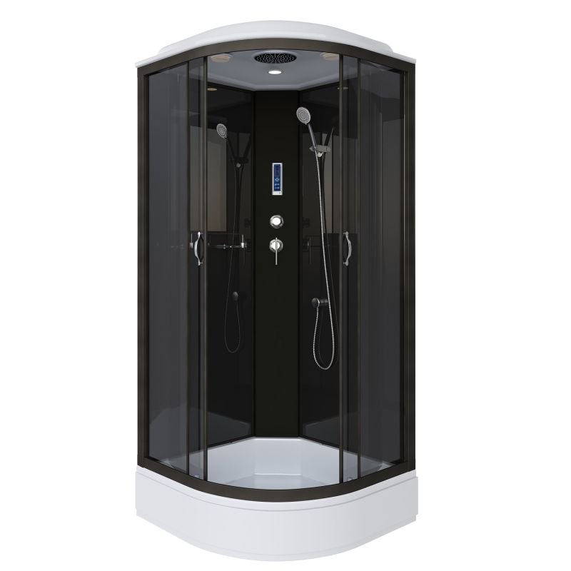 Душевая кабина Niagara Classic NG-6501-14P 90x90, стекло тонированное, профиль черный, с крышей, с пультом управления - фото 1