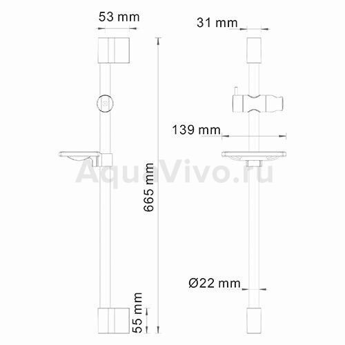 Душевая штанга WasserKRAFT A063, цвет хром - фото 1