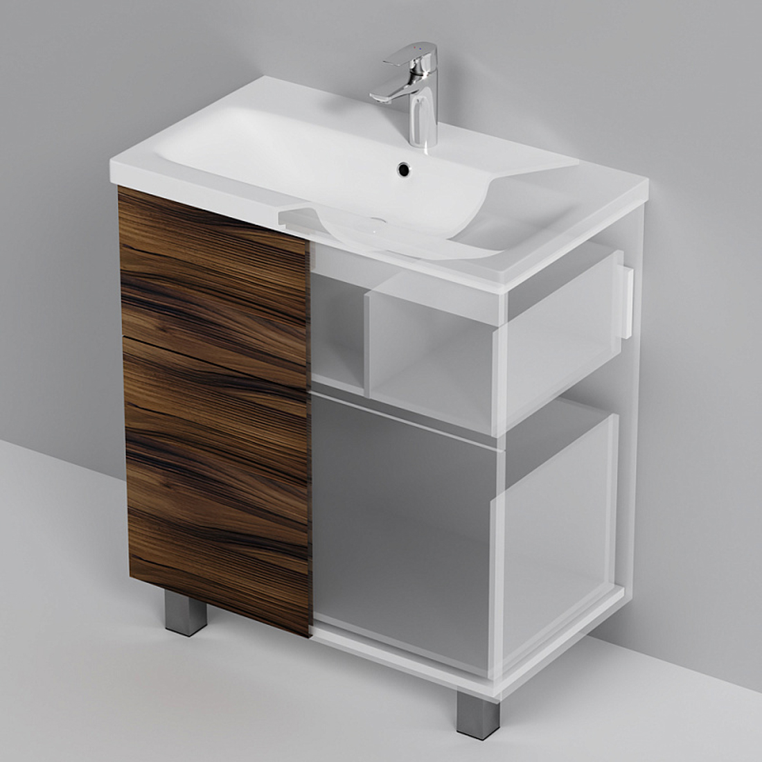 Тумба под раковину AM.PM Gem 75 напольная, 2 ящика, цвет орех - фото 1