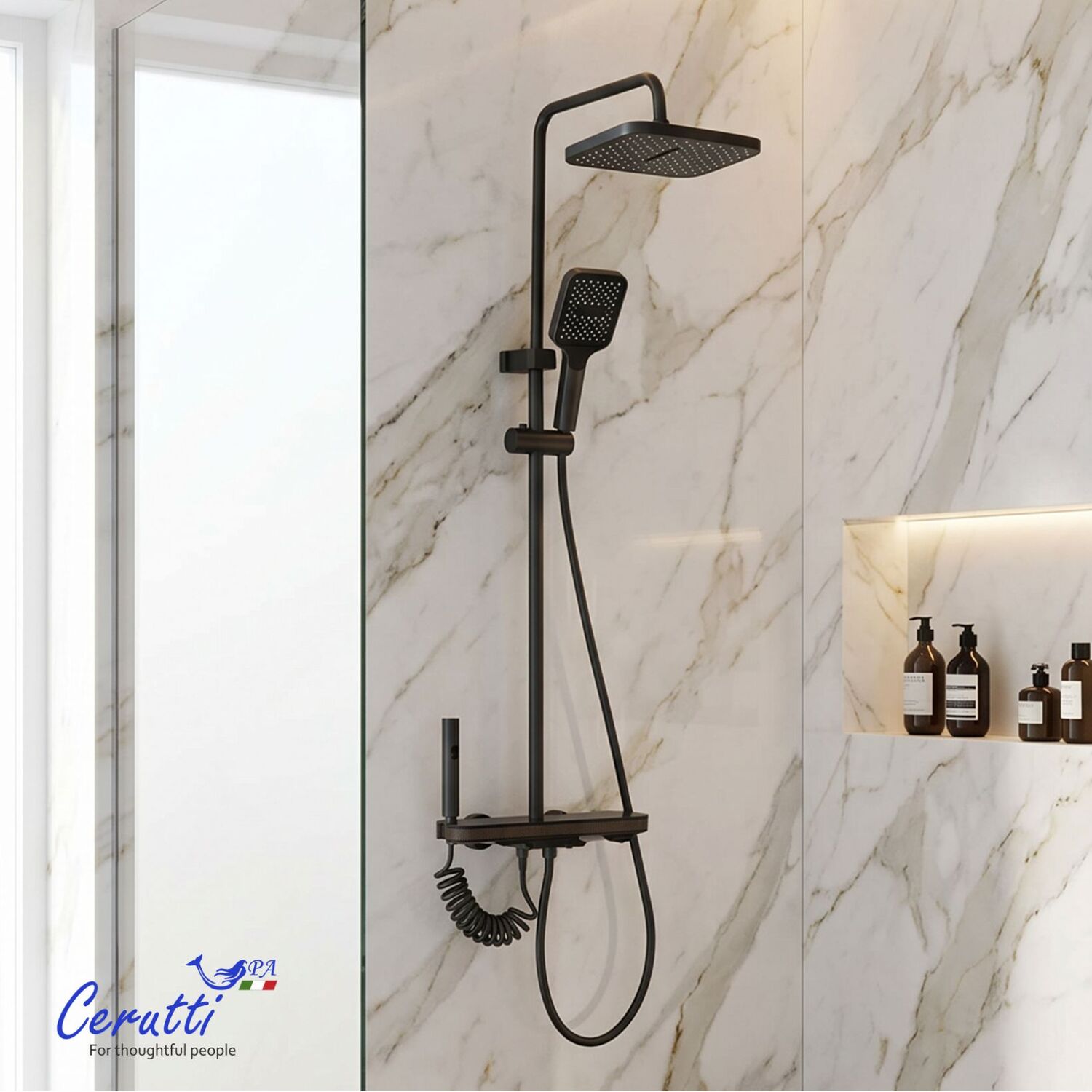 Душевая стойка CeruttiSPA Loreto, с подсветкой, цвет графит - фото 1