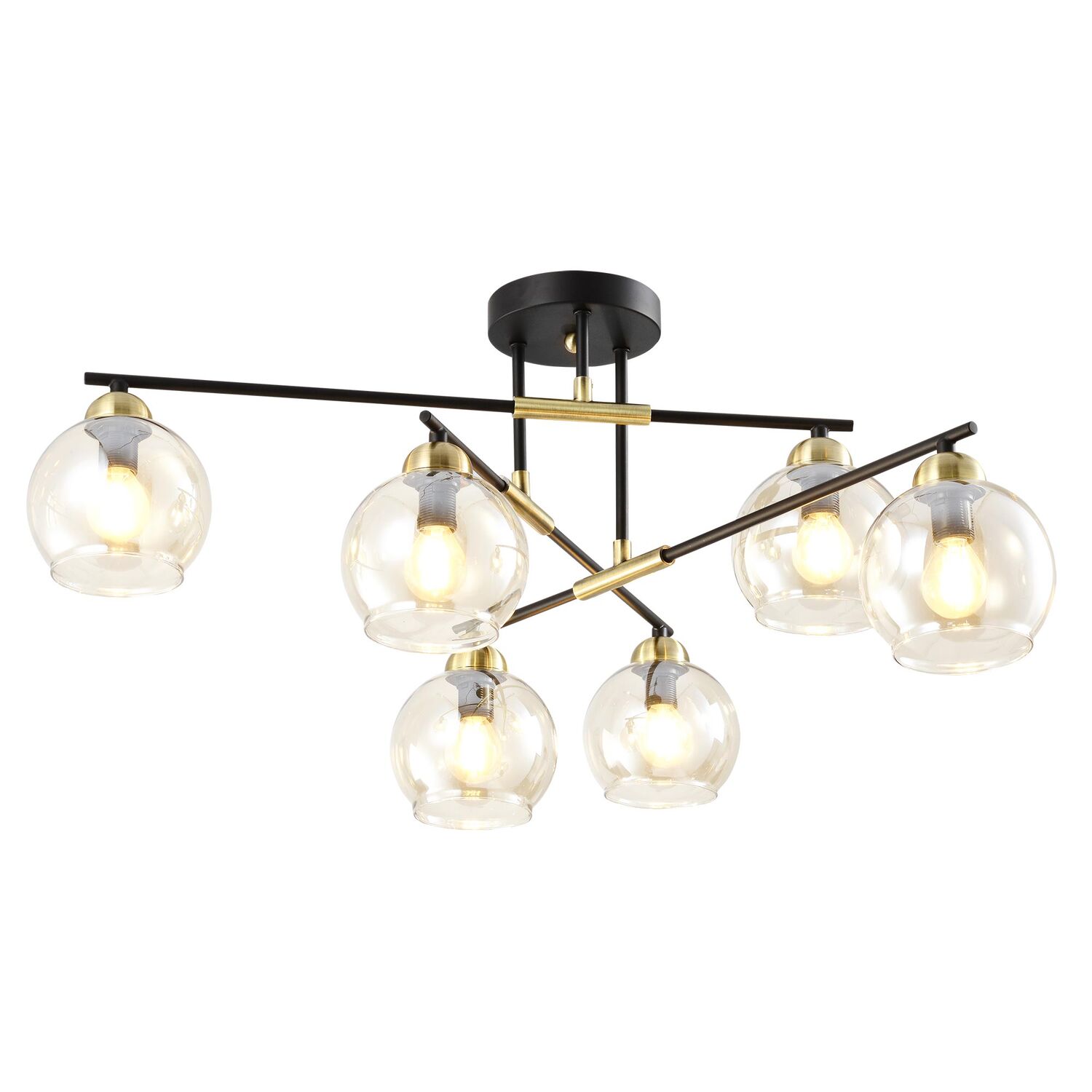 Потолочная люстра Citilux Анри CL124165, арматура черная, плафоны стекло прозрачное