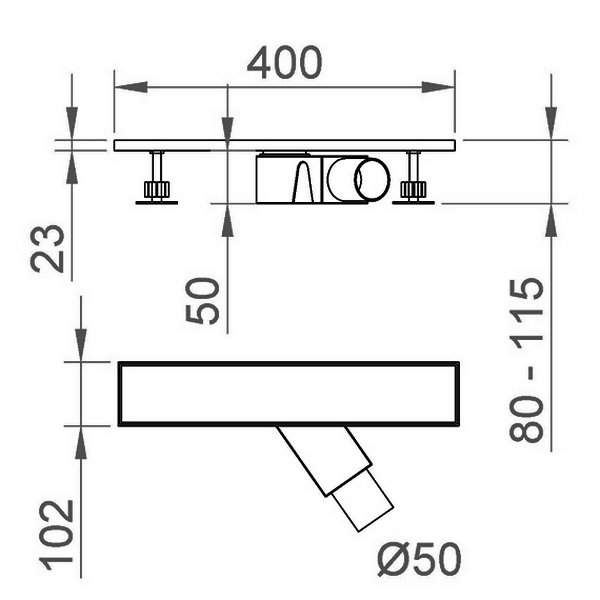 Душевой лоток RGW Shower Drain SDR-22 под плитку, боковой выпуск, 40x9 см