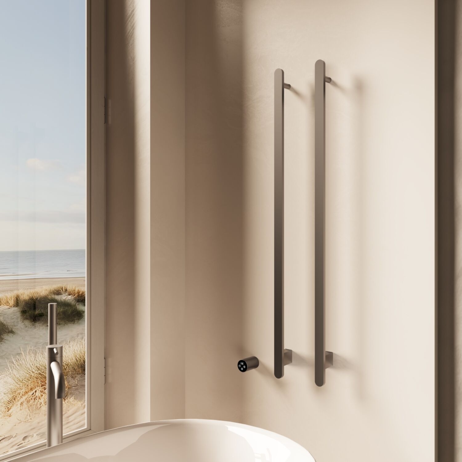 Полотенцесушитель Vincea VTD-2VT1GM 34x100 электрический, цвет вороненая сталь - фото 1